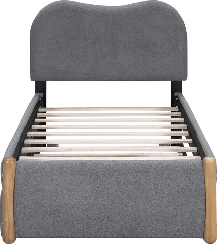 Vista 166 de SOFTSEA Cama de plataforma tapizada tamaño Queen con cajón de almacenamiento, marco de cama tapizado con cabecera con respaldo de alas, soporte