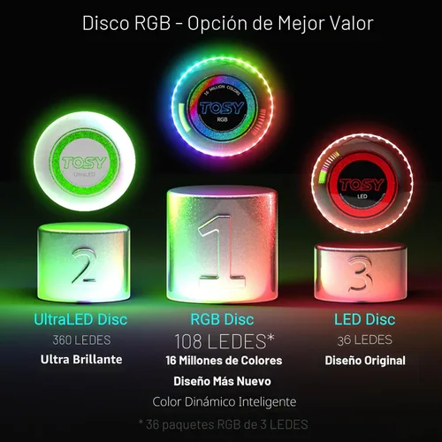 Vista 6 de TOSY Flying Disc - 108 RGB Multicolor or 36 Monocolor LEDs, Super Bright, Smart Modes, Easter Basket Stuffers Gift, Camping Toy for Kid/Teen/Adult