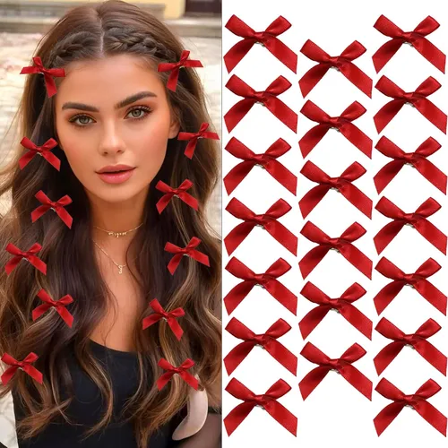 Vista 9 de 20 piezas de lazos negros para el cabello con cinta, clips tipo cocodrilo para el cabello, pasadores para el cabello para adolescentes, pinzas