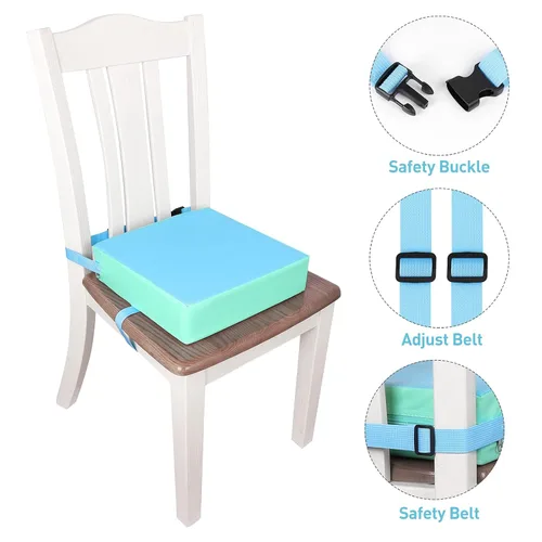 Vista 35 de Asiento elevado para mesa de comedor, soporte más fuerte, doble correas seguras, asiento elevador para silla de cocina, parte inferior