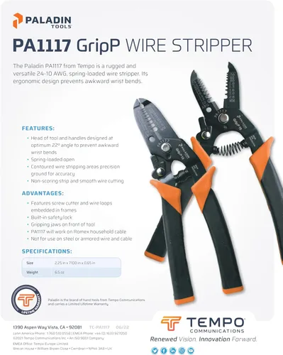 Vista 3 de Paladin Tools PA1123 - Paquete de pelacables, 22-10 AWG y 30-20 AWG (naranja, 22-10 AWG)