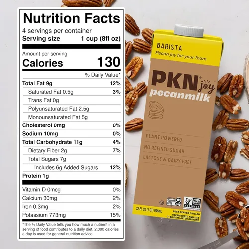 Vista 2 de PKN - Leche de pecana a base de plantas estilo barista – 32 onzas líquidas (paquete de 2) – Leche sin lácteos y gluten, vegana, sin OMG para café