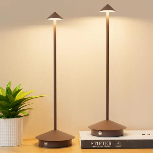 Vista 10 de Paquete de 2 lámparas de mesa LED recargables de 6000 mAh, inalámbricas, 3000 K-6000 K, lámparas táctiles de atenuación continua con función