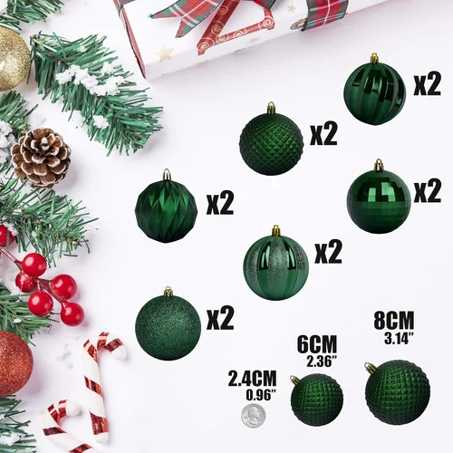 Vista 3 de Bolas de Navidad adornos para árbol de Navidad, juego de bolas de Navidad para fiesta de vacaciones y decoración de boda