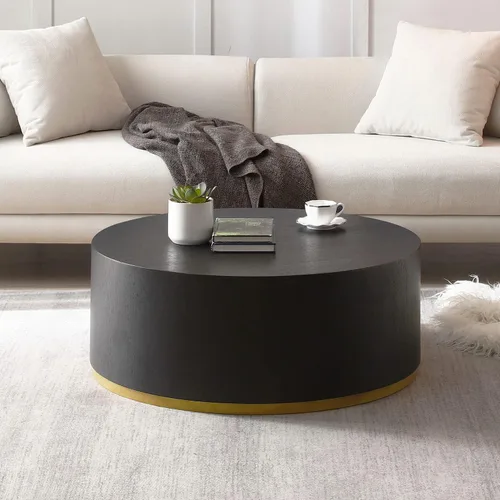 Vista 25 de kevinplus ø22'' Marble Top Side Table Round Circle Fluted End Table for Living Room, Modern Luxurious Wood Frame & Brushed Gold Metal Base, No