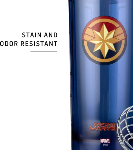 Vista 6 de BlenderBottle - Botella agitadora Pro Series Marvel perfecta para batidos de proteínas y preentrenamiento, 28 onzas, Capitán Marvel