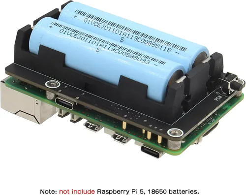 Vista 7 de Geekworm X1200 5V UPS HAT Shield para Raspberry Pi 5 Salida máxima 5.1V 5A Encendido automático Apagado seguro Función de detección