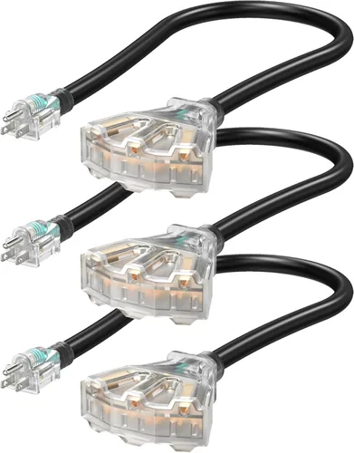 Vista 11 de DEWENWILS Cable de extensión de calibre 12/3 de 15 pies, divisor de cable de extensión Tri-Tap para exteriores, cable de alimentación resistente