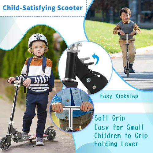 Vista 7 de Scooter for Kids with Light up Wheels, 3 Adjustable Levels, Rear Brake