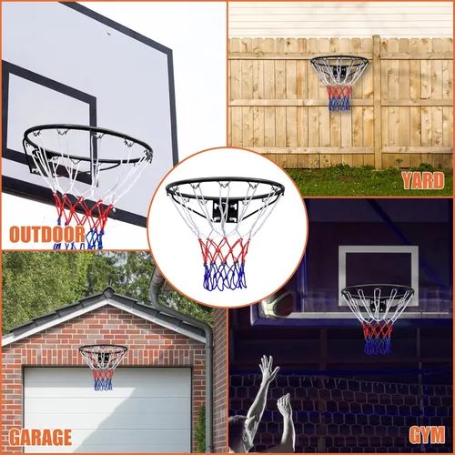 Vista 6 de Geta de aro de baloncesto de 18 pulgadas, red de aro de repuesto para borde de baloncesto para interior y exterior