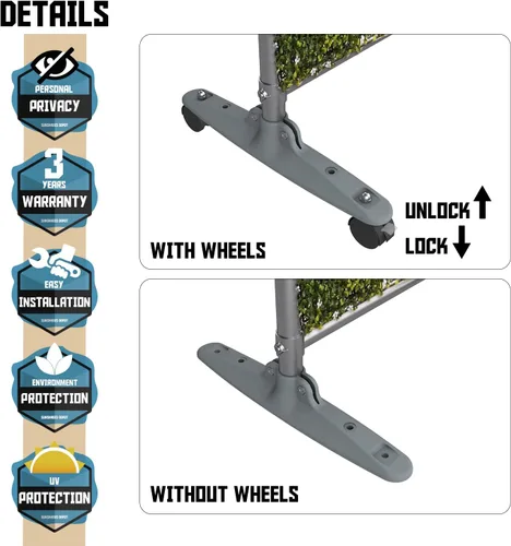 Vista 4 de TANG Divisor de ambientes de 60 pulgadas de alto x 40 W para pared de seto sintético, paneles de boj verde, pantalla de privacidad independiente