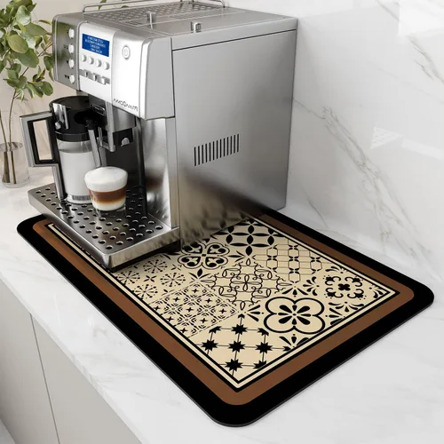 Vista 12 de AMOAMI Tapete de café absorbente con parte trasera de goma para secar platos para encimera de cocina, accesorios de bar para debajo de la cafetera