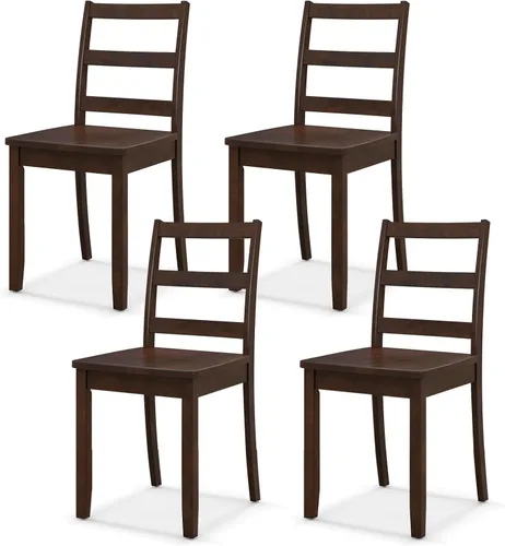 Vista 14 de NAFORT - Juego de 4 sillas de comedor negras de madera, sillas de cocina sin brazos con patas de madera de goma sólida, almohadillas