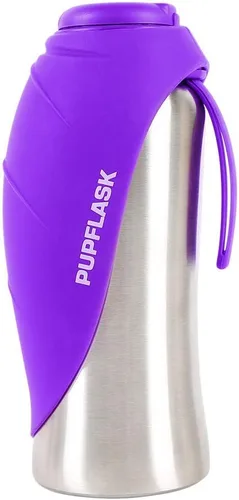 Vista 11 de PupFlask - Botella de agua grande para perros, acero inoxidable de 27 o 40 onzas, práctico dispensador de bebidas para perros, cuenco de agua