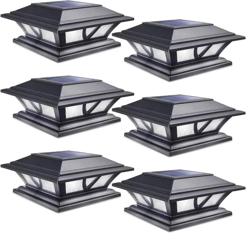 Vista 12 de Siedinlar Luces solares para postes al aire libre, 2 modos de luz LED para valla de cubierta de 4 x 4, 5 x 5, 6 x 6, decoración de patio, jardín
