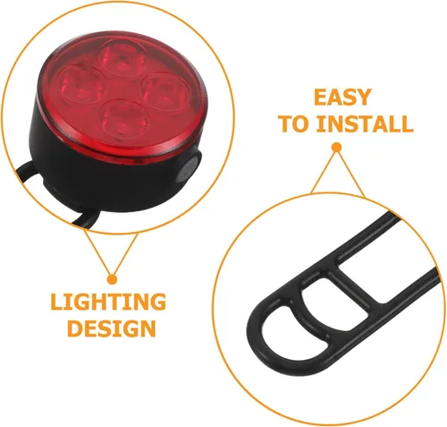 Vista 9 de Operitacx Rechargeable Bicycle Headlight and Tail Light Set with Red and White LEDs USB Charging Waterproof Safety Warning Reflectors for Night