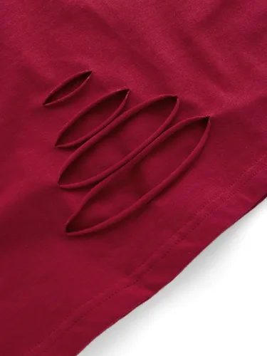 Vista 5 de SweatyRocks - Camiseta corta de mangas cortas de verano para mujer con estilo desgastado