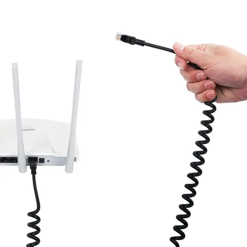 Vista 4 de RIIEYOCA Cable Ethernet Cat5e en espiral – Cable de red LAN RJ45 retráctil para laptops, escritorio, routers, decodificadores – estirable hasta 8.2