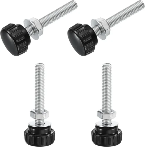 Vista 110 de Uxcell - 4 juegos de pomos moleteados con tornillos de pulgar, tuercas y arandelas, rosca macho métrica M3 x 30 mm, 14 mm de plástico, cabeza de 304