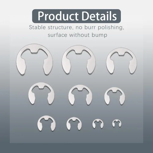 Vista 4 de 120 anillos de retención externos, kit surtido de clips electrónicos de acero inoxidable, 10 tamaños de anillos de retención externos