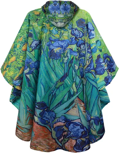 Vista 162 de SaphiRose - Poncho de lluvia unisex impermeable con capucha para mujeres adultas con bolsillos A-negro-blanco