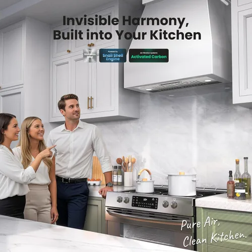 Vista 4 de VIKIO HOME Campana Extractora Empotrable de 30 Pulgadas, 980 CFM Campana de Ventilación de Cocina Integrada, Convertible con Conductos/Sin