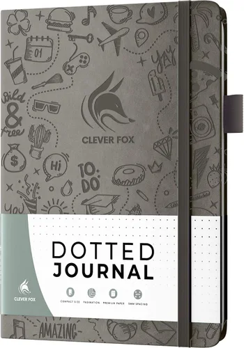 Vista 9 de Clever Fox Dotted Journal 2.0 - Cuaderno compacto de planificación y bocetos con cuadrícula de puntos, papel grueso de 4.23 oz/m² (120 GSM). Agenda