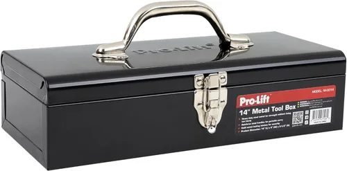 Vista 2 de Pro-Lift Caja de herramientas de acero – Caja de herramientas de metal de 14 pulgadas portátil con asa – Cierre de pestillo de metal resistente