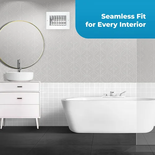 Vista 8 de Cubiertas de ventilación de aire de aluminio de 6 x 4 pulgadas (apertura de conductos) para rejilla de aire acondicionado de pared, cubierta