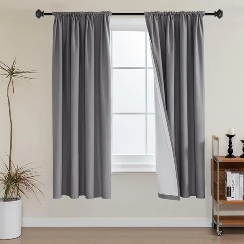 Vista 16 de H.VERSAILTEX Cortinas 100% de opacidad para cocina, con aislamiento térmico, cortinas opacas completas con forro blanco, cortinas de eficiencia