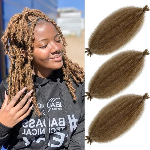 Vista 11 de Cabello Afro Twist Elástico de 16 pulgadas, cabello Cuban Twist 30# Marley Twist trenzado, Afro Twist suave, extensiones de cabello sintético rizado