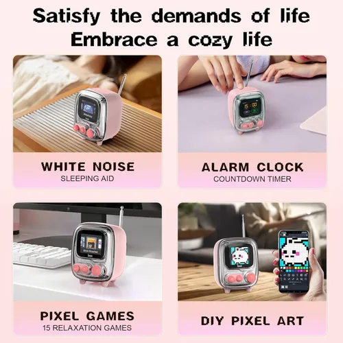 Vista 7 de Times Gate - Reloj digital para juegos con control inteligente por aplicación y Ditoo Retro Pixel Art Game Altavoz Bluetooth y Tiivoo-2 Pixel Art