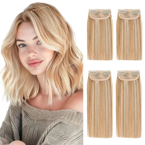 Vista 27 de SEGO 2 piezas de extensiones de cabello cortas con clip, cabello humano de 6 pulgadas, 20 g, extensiones de cabello humano para mujeres con cabello