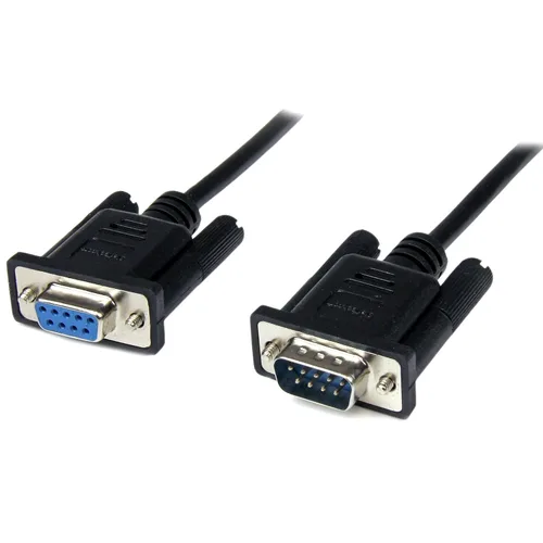 StarTech.com Cable de módem nulo serie DB9 RS232 negro de 3.3 ft, F/M - DB9 macho a hembra, cable de módem nulo de 9 pines, 1 x DB9 (M), 1 x DB9