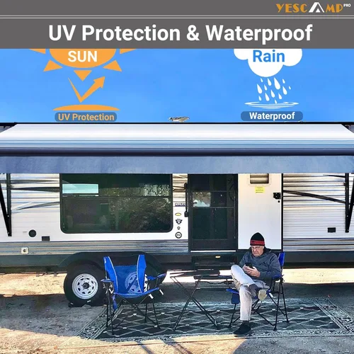 Vista 6 de YESCAMP Kit Completo de Toldo Manual Retráctil para RV, Toldo Retráctil para Cámper para RV o Remolques, Toldo Enrollable para RV para Cámper