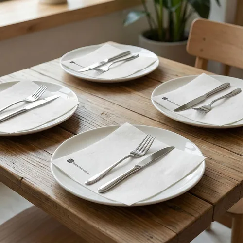 Vista 3 de Restaurantware Luxenap - Servilletas desechables de 15.8 x 15.8 pulgadas, 25 servilletas desechables con aire – Servilletas cuadradas de papel blanco