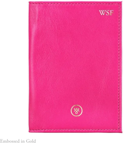 Vista 8 de Maxwell Scott - Funda para pasaporte de piel de lujo, diseño de napa de Prato, hecho a mano en Italia, Rosado, Cartera de viaje