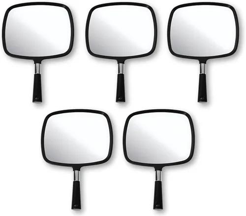 Mirrorvana Paquete de 5 espejos de mano grandes y cómodos (negro)