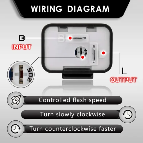 Vista 4 de 2 relés intermitentes de señal de giro de automóvil de 2 pines, relés intermitentes de indicador de vehículo duraderos ajustables de velocidad de 12