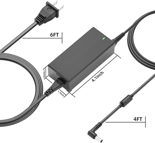 Vista 5 de Powseed para LG Monitor Cable de alimentación 19V DC Fuente de alimentación Adaptador de CA con cable de 10 pies para LG Electronics 19 '' 20 '' 22