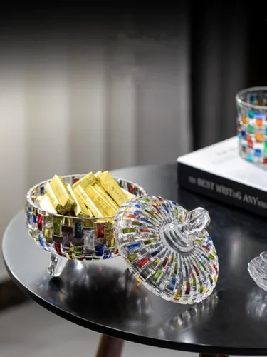 Vista 6 de MAGCOLOR Elegant-Hand Painted Colorful Large Crystal Glass Candy Box,Christmas Candy jars with Lid,Storage Jewelry Jar,Candy dish covered,Great Gift