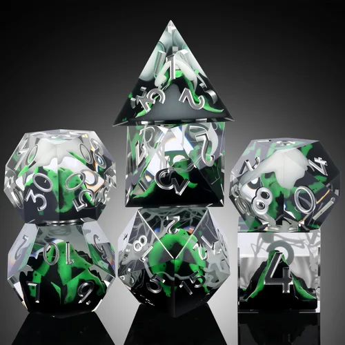 Vista 106 de DNDND Dados de Resina Ojo DND de Borde Afilado Dado de D&D con Estuche de Regalo para Juego de Dungeons and Dragons (Ojo de Dragón Verde)