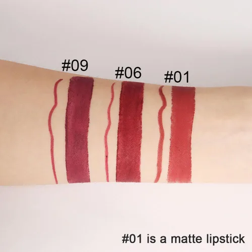 Vista 4 de evpct Juego de 1 lápiz labial y delineador de labios rojo rubí para mujer, kit mate con delineador de labios, manchas de labios duraderas