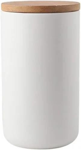 Vista 9 de MilkyWay Tarro de cerámica para almacenamiento de alimentos, diseño moderno, con tapa hermética de bambú, para té, café, especias, frutos secos