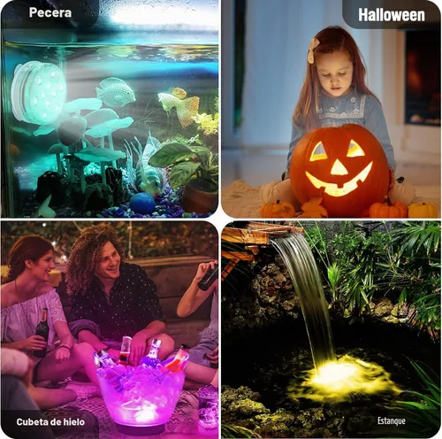 Vista 4 de Qoolife - Luces para piscina recargables sumergibles con mando a distancia, impermeables, carga subacuática, operadas por batería, controladas, 25