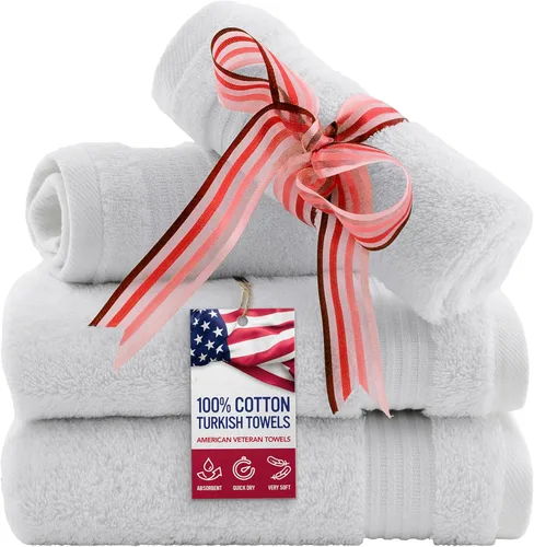 Vista 38 de Juego de toallas American Veteran Towel, de lujo, 6 piezas de algodón 100 % turco para máxima suavidad y absorción, para hotel y spa