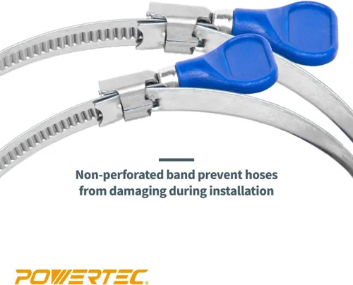 Vista 4 de POWERTEC 70247 Abrazaderas de manguera con llave de 1-1/2 pulgadas, abrazaderas ajustables de tornillo de pulgar de acero inoxidable para colección