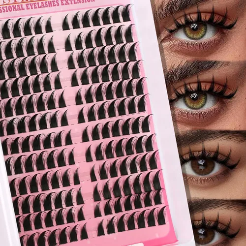 Vista 14 de Kit de Extensión de Pestañas en Racimo Pestañas Naturales Onduladas Kit de Racimos de Pestañas Kit de Extensión de Pestañas Manga Pestañas