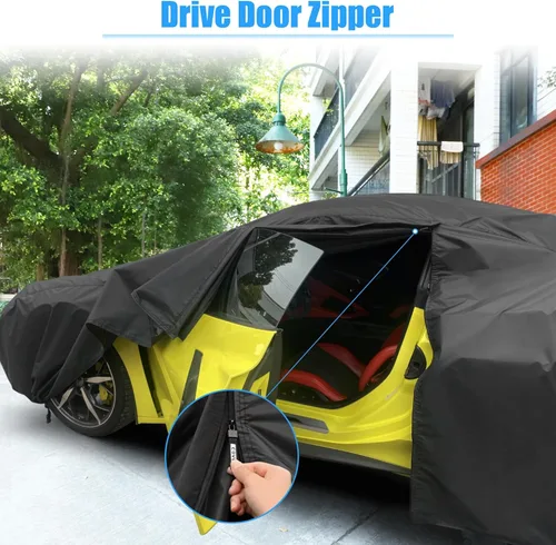 Vista 5 de X AUTOHAUX Funda impermeable para auto Chevrolet Corvette C3 1968-1982, cubierta completa para exteriores con cremallera en la puerta