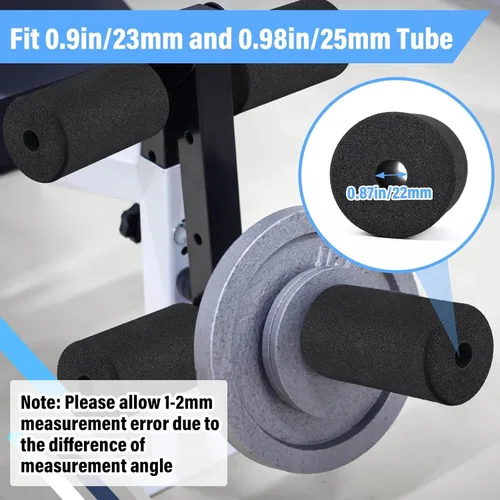 Vista 2 de Deekin Juego de 8 almohadillas de espuma para pies, rodillos de espuma de alta densidad para máquinas de ejercicio de gimnasio, reemplazos